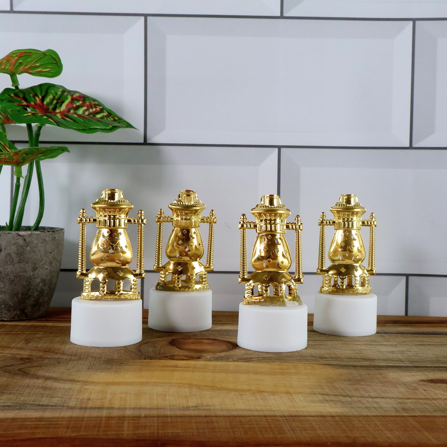 Mini Lantern-Style Flameless LED Tealights - (4 Pc) Mini Lantern-Style Flameless LED Tealights - (4 Pc)